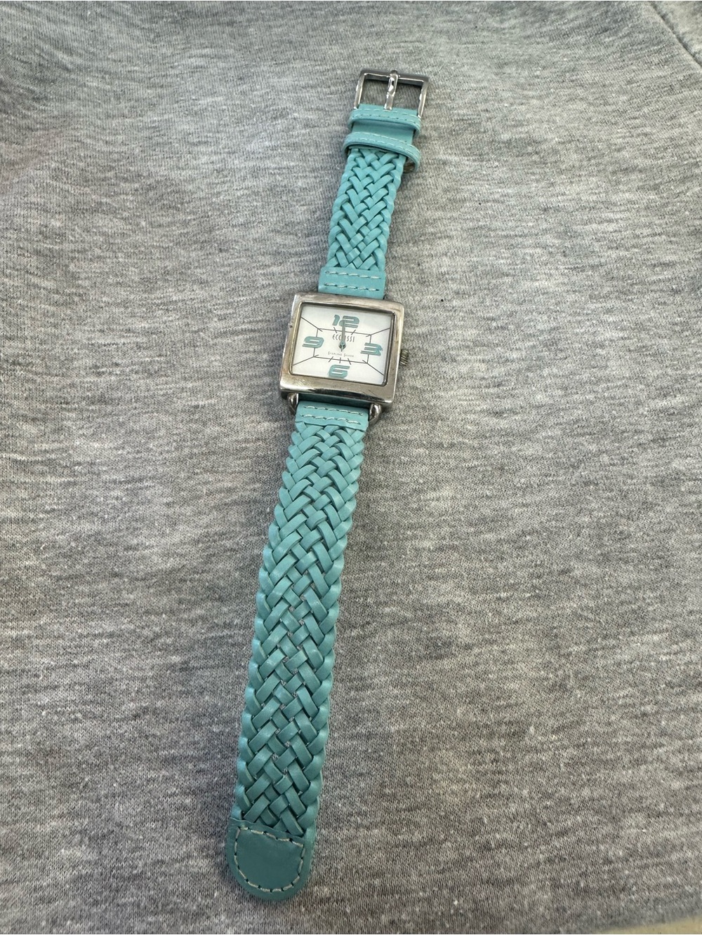 Ecclissi Sterling silver case steel back wrist watch leather band 23280